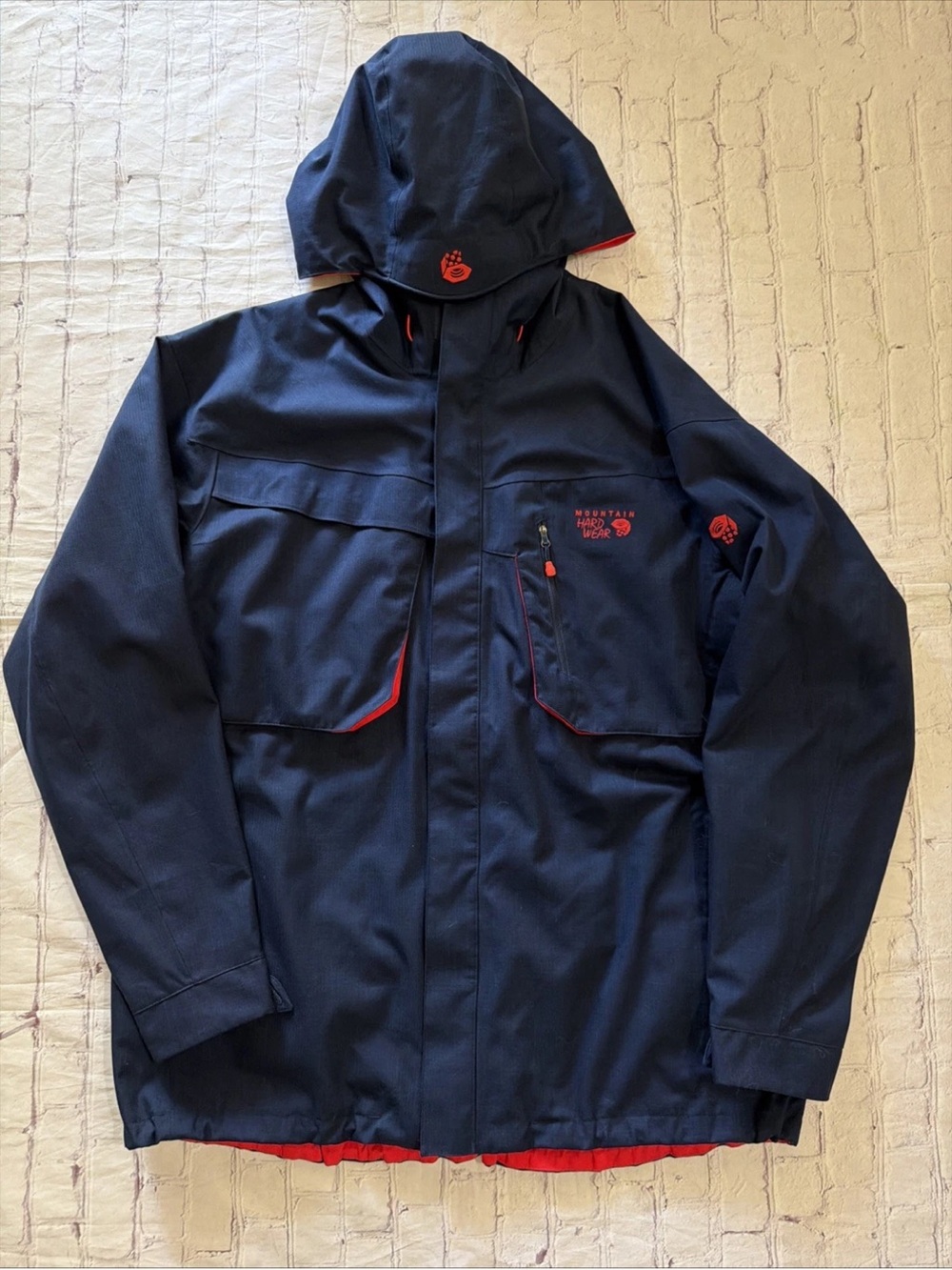 Mountain Hardwear Snowzilla II Shell Jacket Mens XL Navy Orange Ski Snowboard